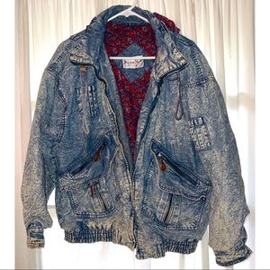 Vintage 80s Saxton Hall Paisley Jean Jacket